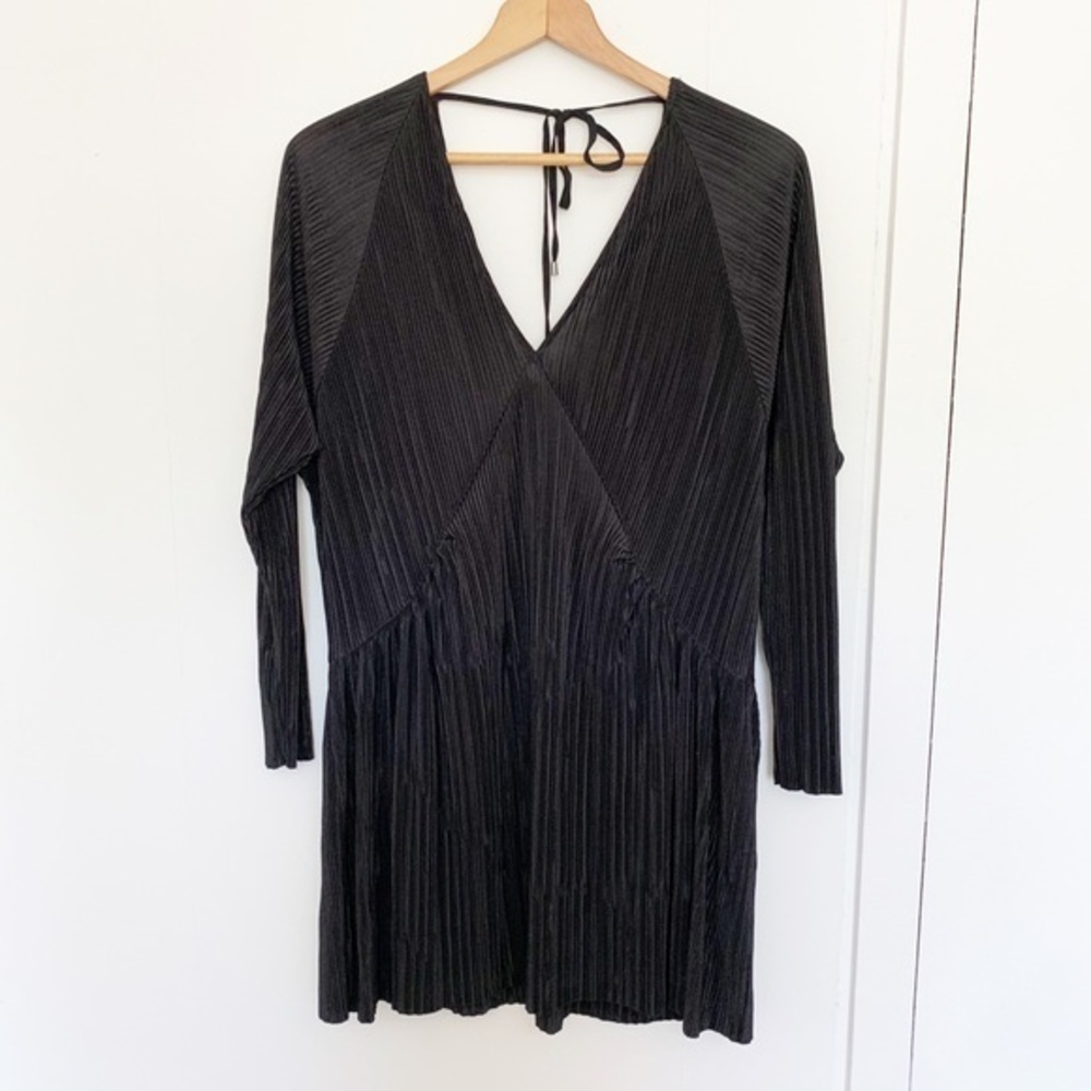 Zara tie back V neck black‎ dress sz S